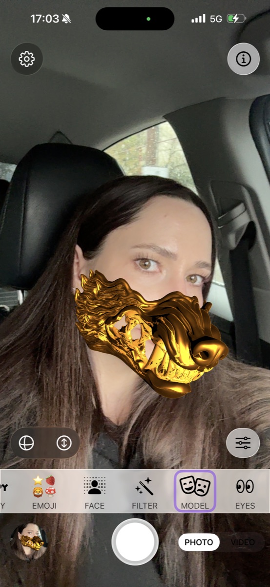 Mask Studio with a gold 3D mouth-piece AR mask